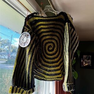beetle juice spiral handmade crochet sweater